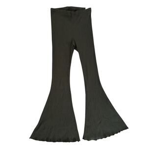 NWT Aerie Olive Green High Rise Flare Lettuce Trim Pull On Leggings Size Medium